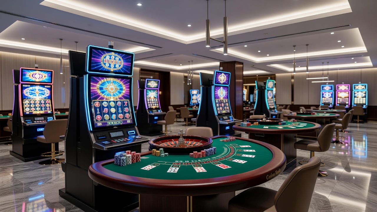 Moderne Online-Casino-Schnittstelle mit verschiedenen Spieloptionen auf einem Tablet