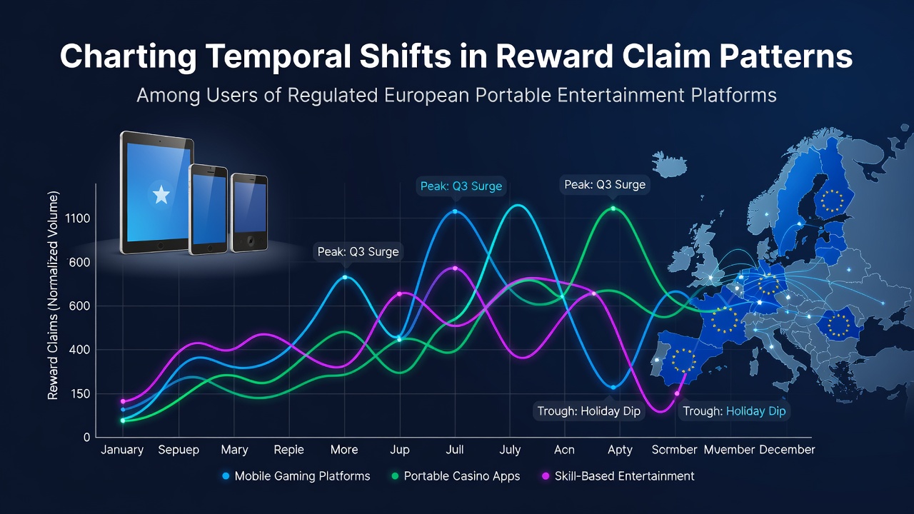 Darstellung von Diagrammen zu zeitlichen Mustern bei Belohnungsansprüchen auf europäischen Mobile-Plattformen