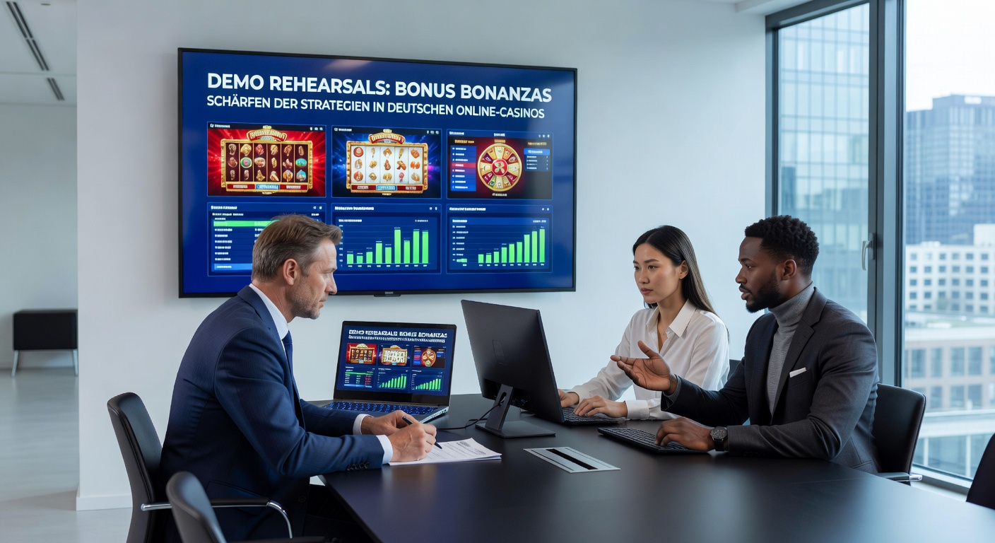 Bildschirm mit Demo-Slot in einem deutschen Online-Casino, das Bonus-Runden simuliert