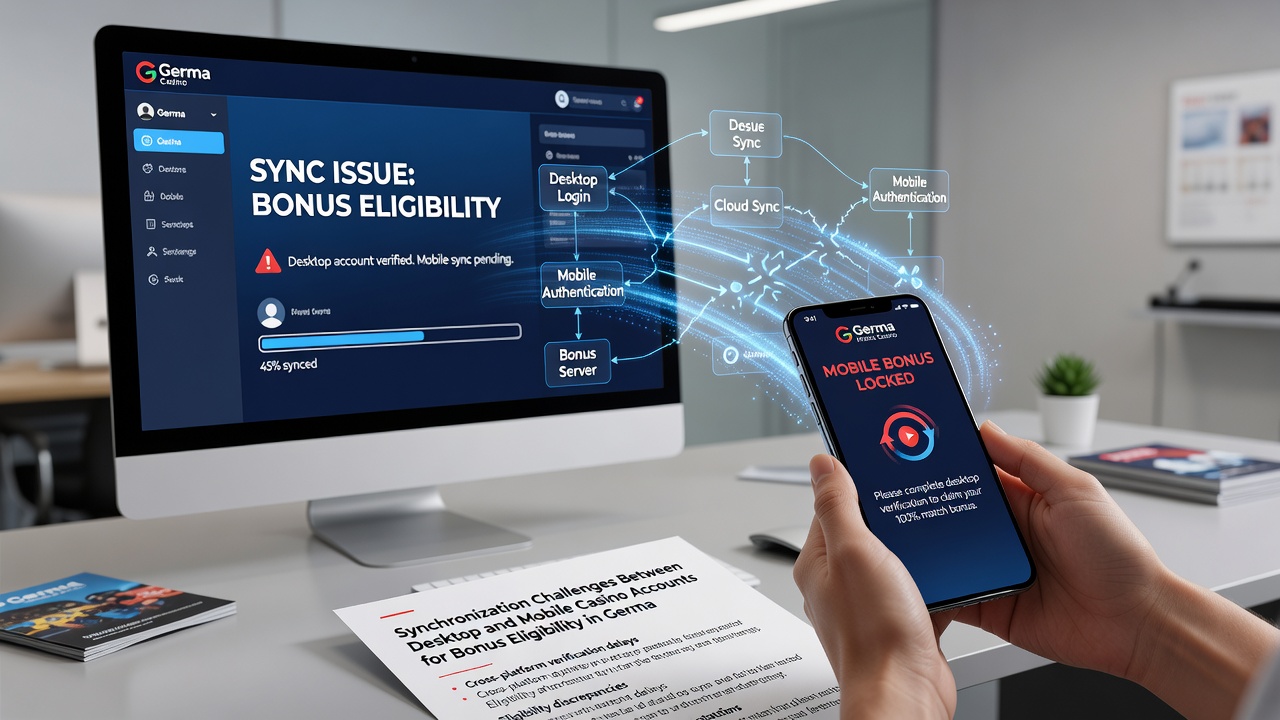 Darstellung von Synchronisierungsprozessen zwischen mobilen und Desktop-Casino-Plattformen mit Fokus auf Bonus-Eligibility in Deutschland